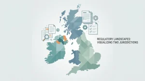 Editorial map concept distinguishing Great Britain from Northern Ireland for online gambling regulation