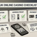 Generic UK online casino decision checklist with check marks and question marks, without Winstler branding or a casino interface